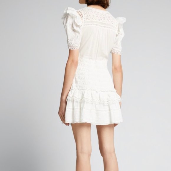 LoveShackFancy Rena Embroidered Ruffle Mini Dress - Picture 4 of 12